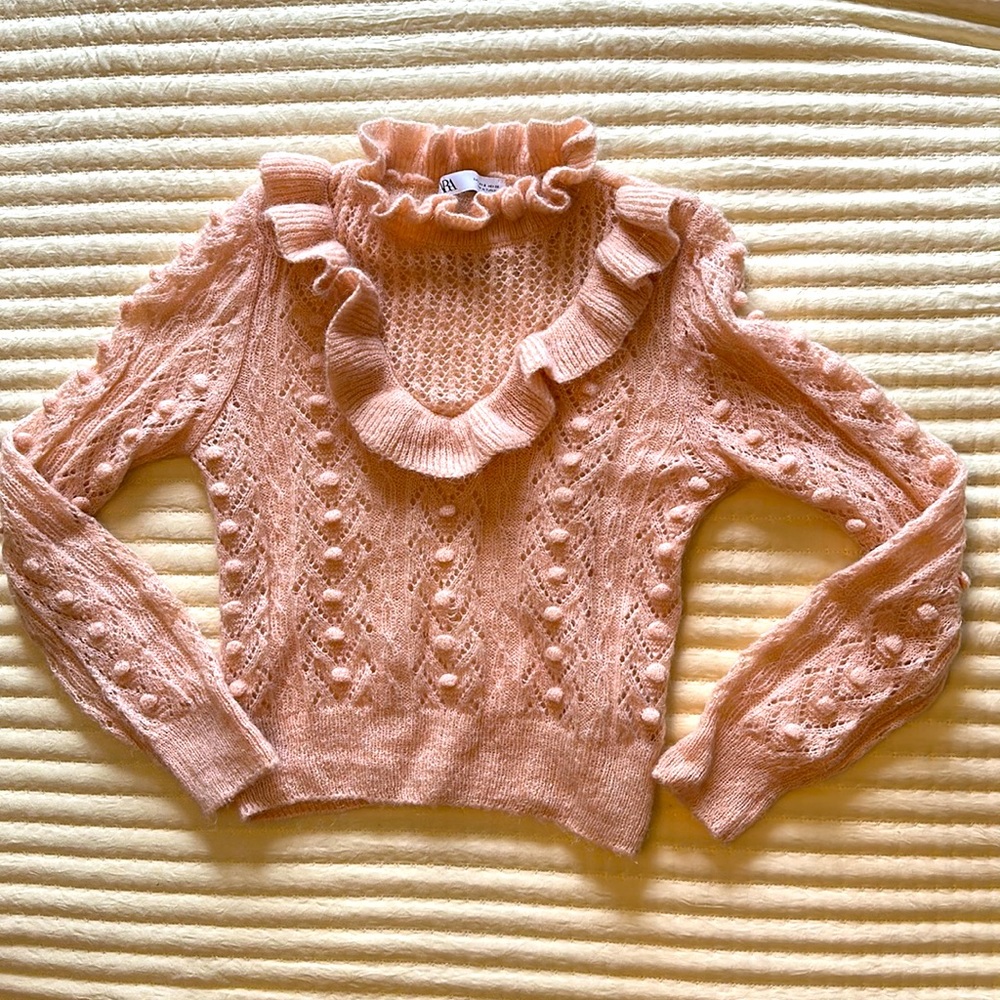Zara sweater, light peach color.
